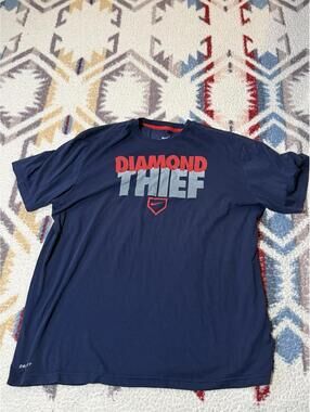 Nike Baseball Diamond Thief Short Sleeve Graphic T-shirt Size XXL Navy Blue